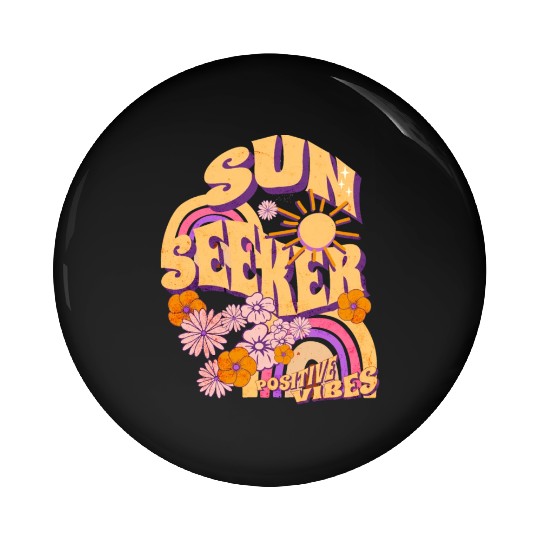 Sun Seeker Positive Vibes Summer Vacation Floral Pin Buttons