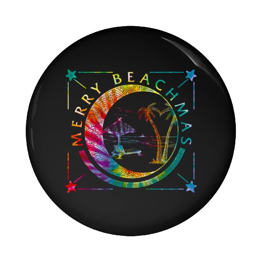 Coastal Beach Christmas In July Pin Buttons, Merry