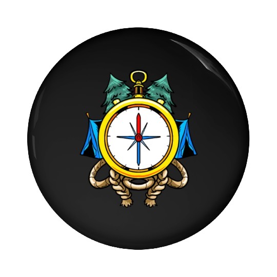 Compass Camp Campsite Camper Camping Pin Buttons