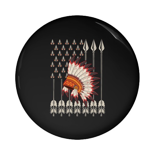 Native American Chief Traditional US Flag Pin Buttons