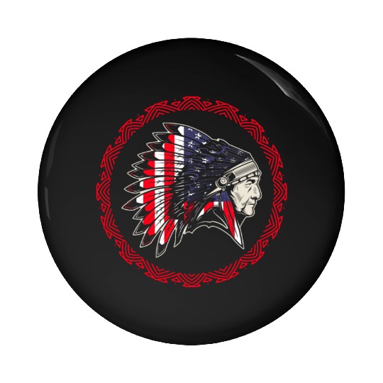 Native American Chief US Flag Indian Pin Buttons
