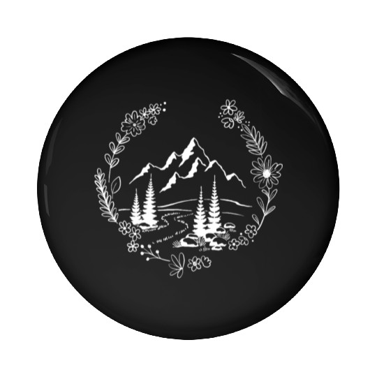 Flower Mountain Landscape Wilderness Forest Pin Buttons