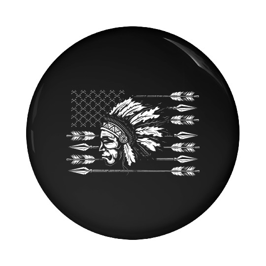 Chief Native American Traditional US Flag Pin Buttons