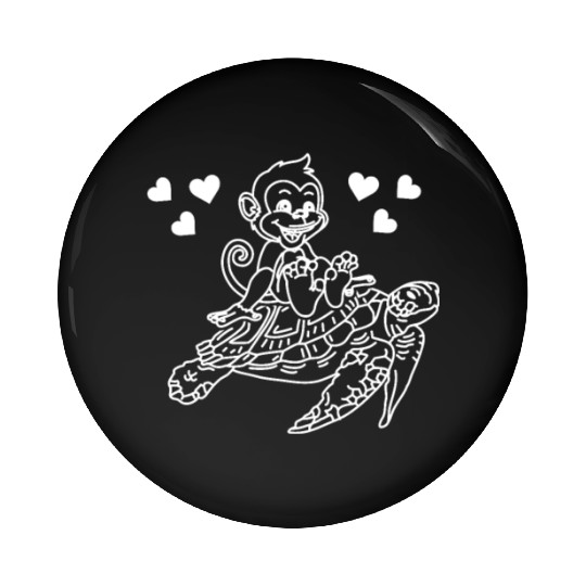 Sea Turtle And Monkey Lover - Funny Monkey Turtle Pin Buttons