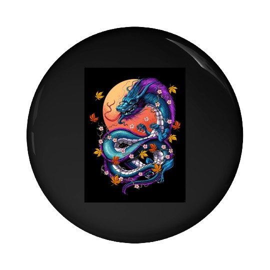 Japanese Dragon Pin Buttons