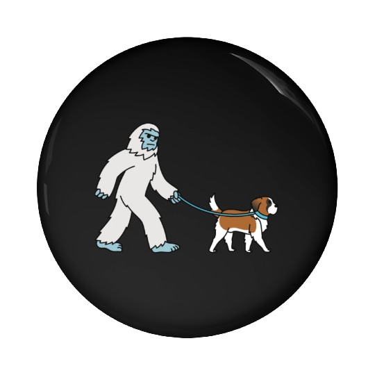 Bigfoot Sasquatch Walking Saint Bernard Pin Buttons