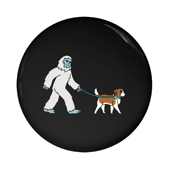 Bigfoot Sasquatch Walking Saint Bernard Pin Buttons