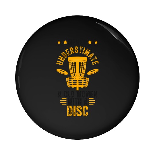 Old Women Disc Golf Vintage Ultimate Frisbee Pin Buttons