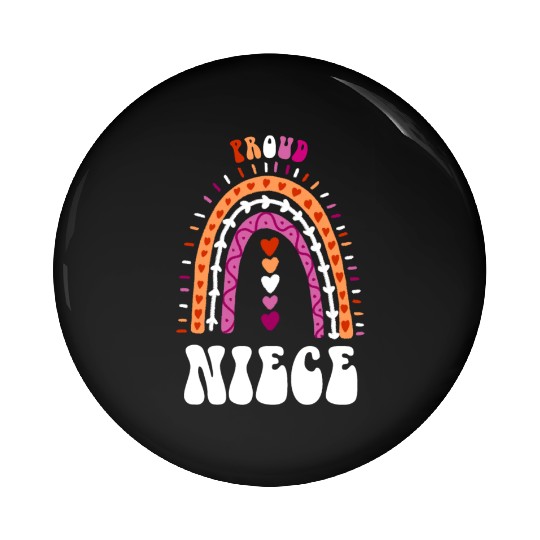 Proud Niece Lesbian Pride Boho Rainbow Pin Buttons