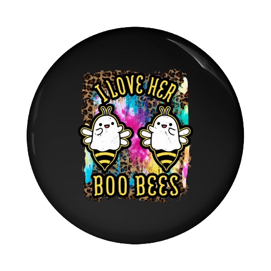 Halloween I love her Boo Bees Tie Dye Pin Buttons
