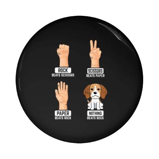 Rock Paper Scissors Dogs Funny Dog Lovers Pet Dog Pin Buttons