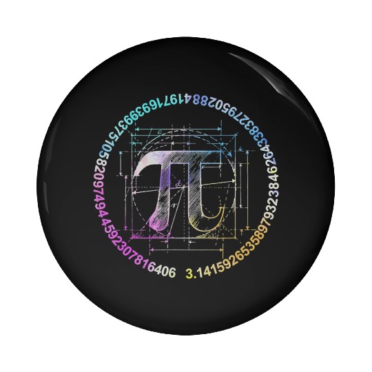 Pi novelty circle watercolor Pin Buttons for Pi Day