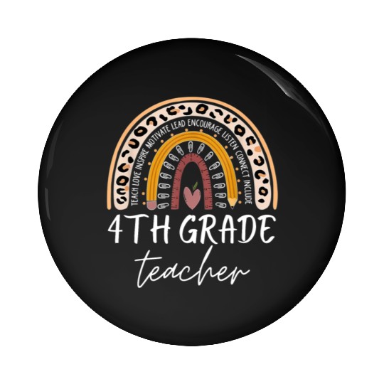 4th grade teacher leopard rainbow back to school Pin Buttons