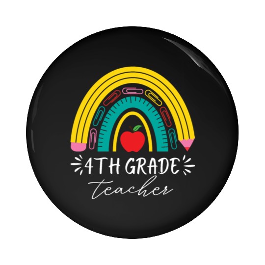 4th grade teacher back to school rainbow pencil Pin Buttons