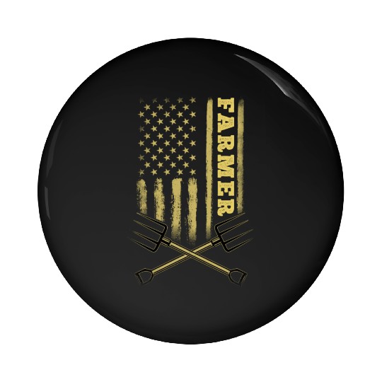 American Flag Farmer - Patriotic Farming Farmer Pin Buttons
