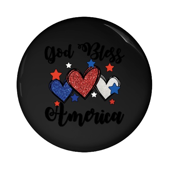 God Bless America Patriotic USA Hearts 4th of July Pin Buttons