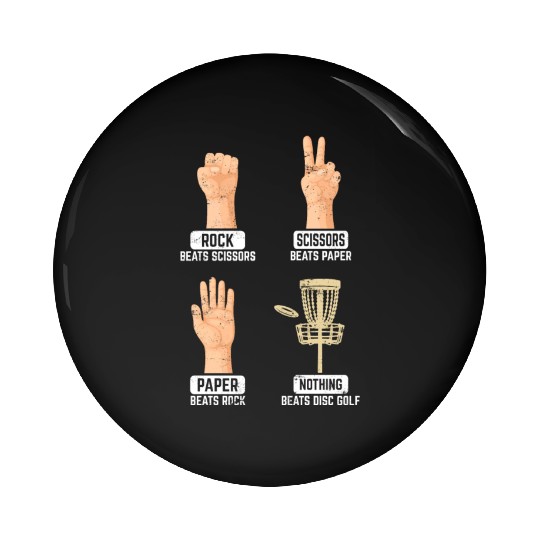 Rock Paper Scissors Nothing Beats Disc Golf Frisbe Pin Buttons