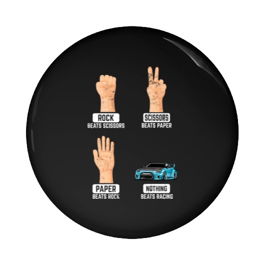 Rock Paper Scissors Nothing Beats Racing Funny Rac Pin Buttons