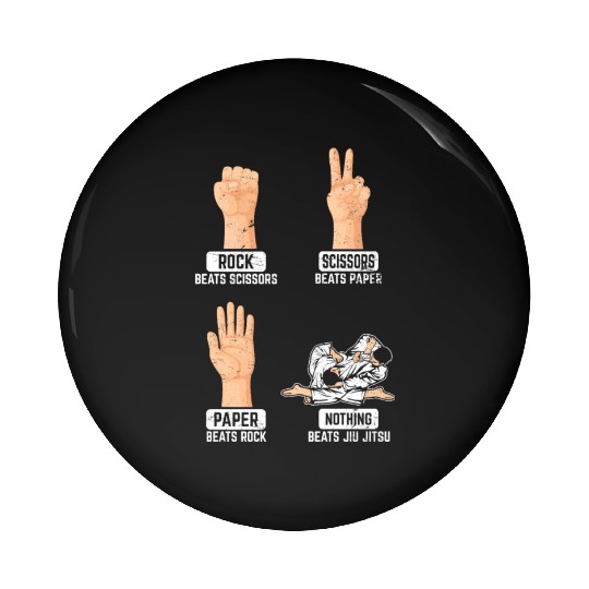 Rock Paper Scissors Nothing Beats Jiu Jitsu BJJ Ji Pin Buttons