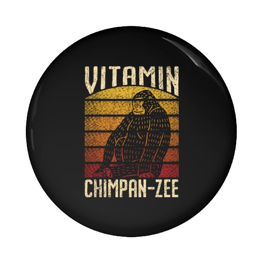 Vitamin Chimpanzee Monkey Animal Zookeeper Pin Buttons