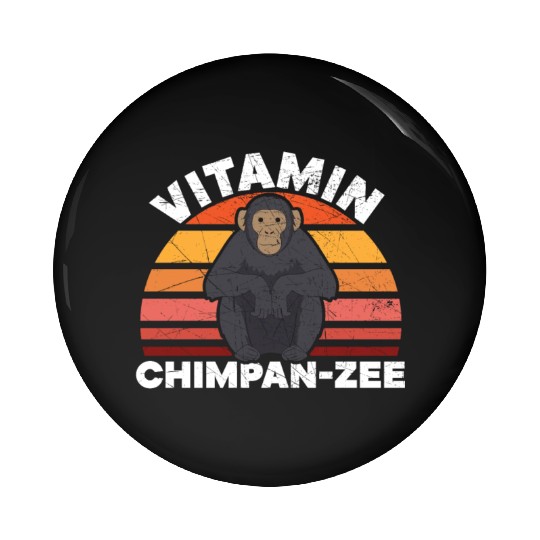Vitamin Chimpanzee Monkey Animal Zookeeper Pin Buttons