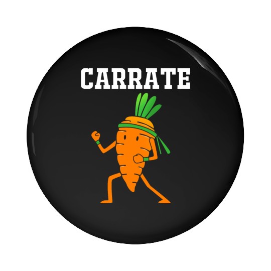 Carrate Funny Vegan Carrot Doing Karate Pin Buttons