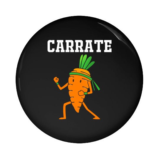 Carrate Funny Vegan Carrot Doing Karate Pin Buttons