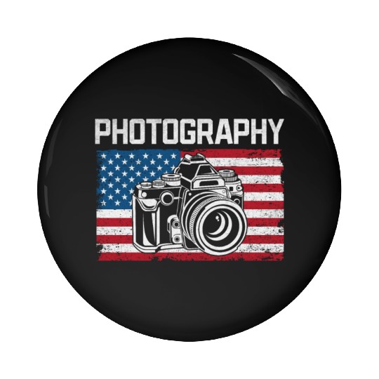 Photography US Flag Photography Lover Camera Pin Buttons