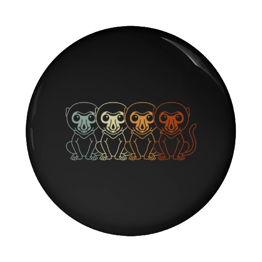 Retro Proboscis Monkey Ape Wildlife Zookeeper Pin Buttons