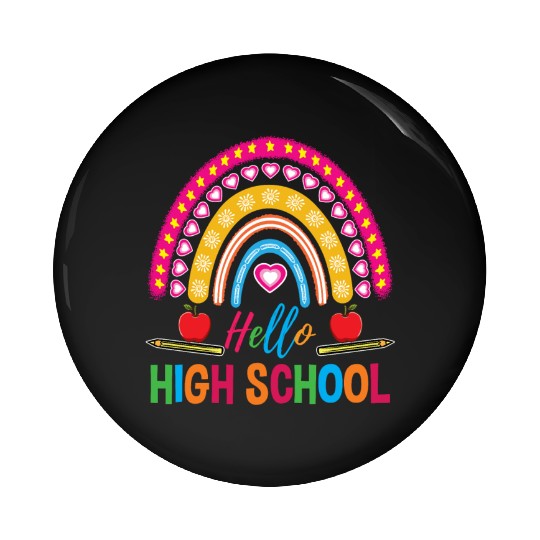 Hello High School Teacher Rainbow Pin Buttons