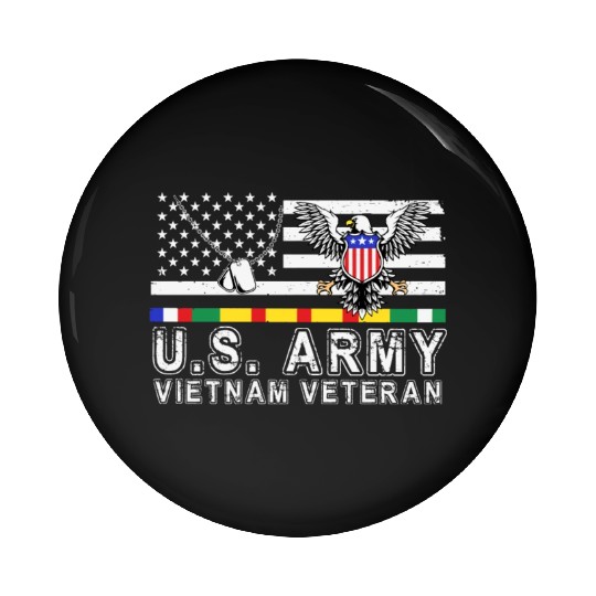 Vietnam Veteran Eagle US Flag Dog Tag Vintage Pin Buttons
