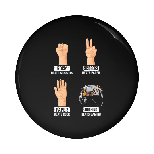Rock Paper Scissors Nothing Beats Gaming Funny Gam Pin Buttons