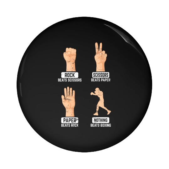 Rock Paper Scissors Nothing Beats Boxing Funny Box Pin Buttons