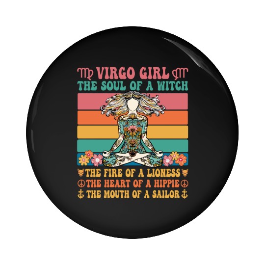 Virgo Girl Astrology Sign Pin Buttons