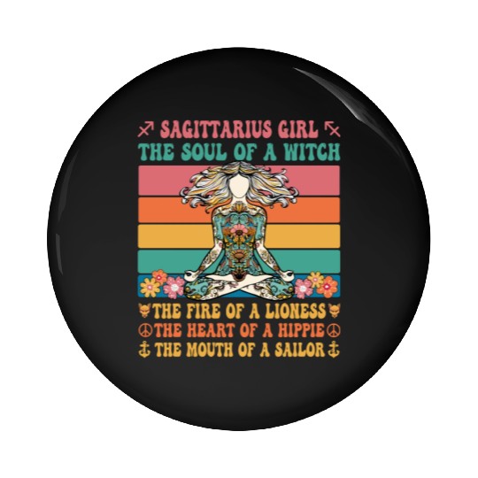 Sagittarius Girl Astrology Sign Pin Buttons