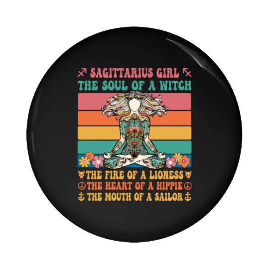 Sagittarius Girl Astrology Sign Pin Buttons