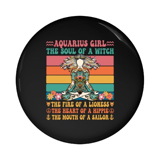 Aquarius Girl Astrology Sign Pin Buttons