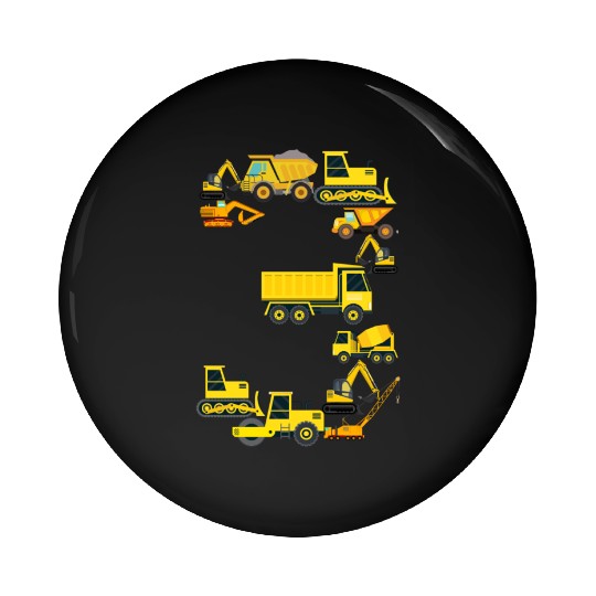 Construction Trucks 3rd Birthday 3 Year Old Boys Pin Buttons