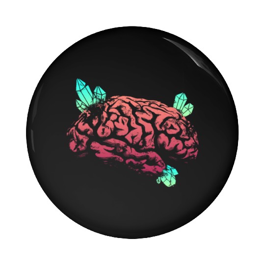 Brain with Crystal - Red and Green Pin Buttons