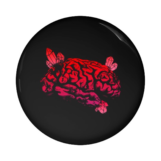 Brain with Crystal - Red Pin Buttons
