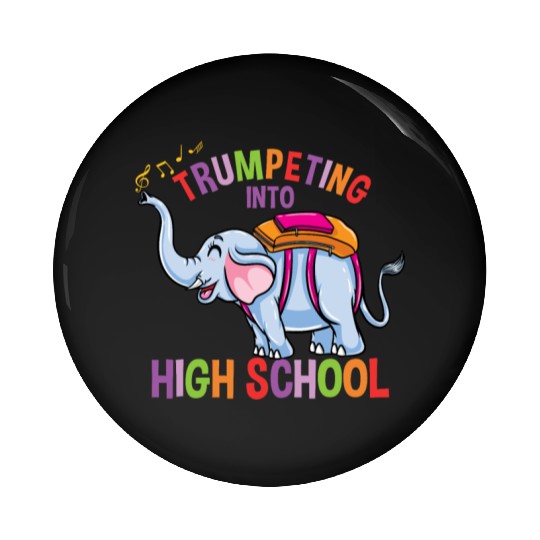 Elephant Trumpeting Into High School Pin Buttons