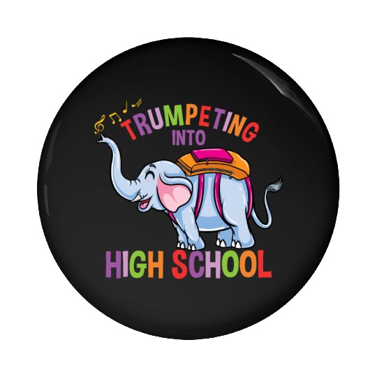 Elephant Trumpeting Into High School Pin Buttons
