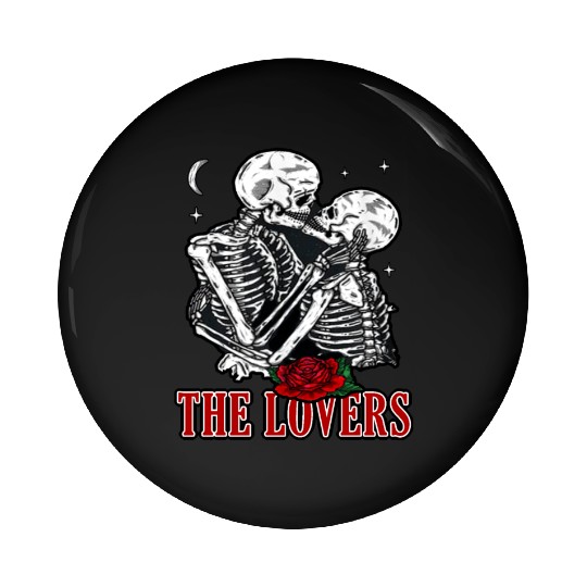 The Lovers Vintage Tarot Card Astrology Skull Pin Buttons