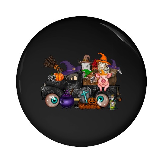 Halloween Farm Animals Truck Pin Buttons