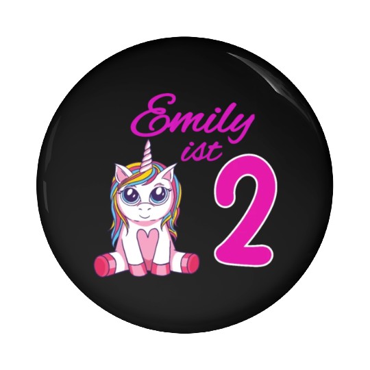 Children's Birthday Party 2 Years Girl Name Emily Pin Buttons