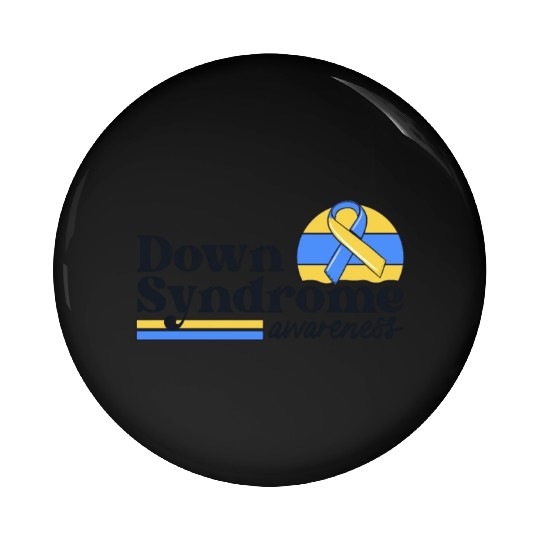 Down Syndrome Awareness Retro Sunset Yellow Blue Pin Buttons