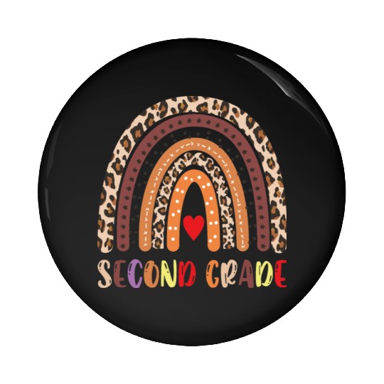 Second Grade Teacher Leopard Rainbow Pin Buttons