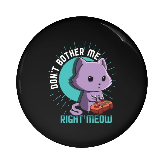 Meow Kawaii Cat Playing Video Game Lover Gaming Pin Buttons