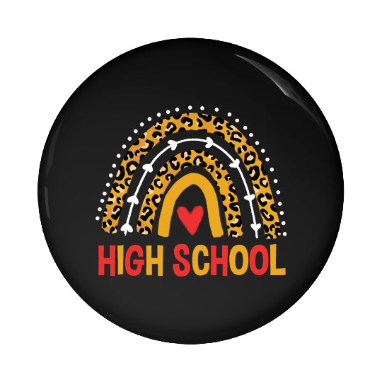 Back To School Leopard High School Rainbow Pin Buttons