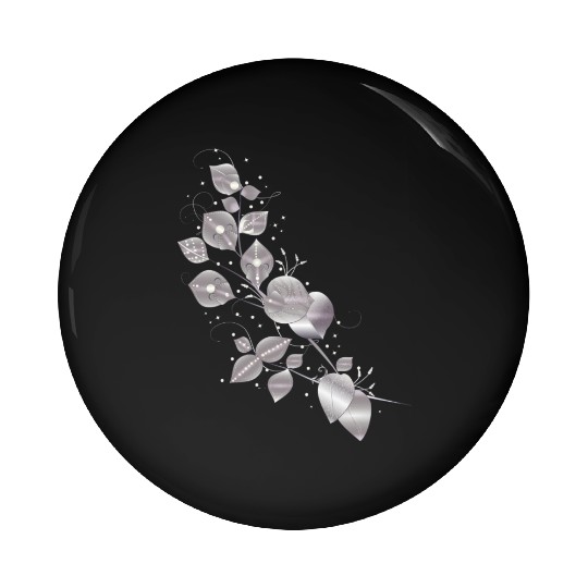 noble leaf tendril in metallic silver look Pin Buttons